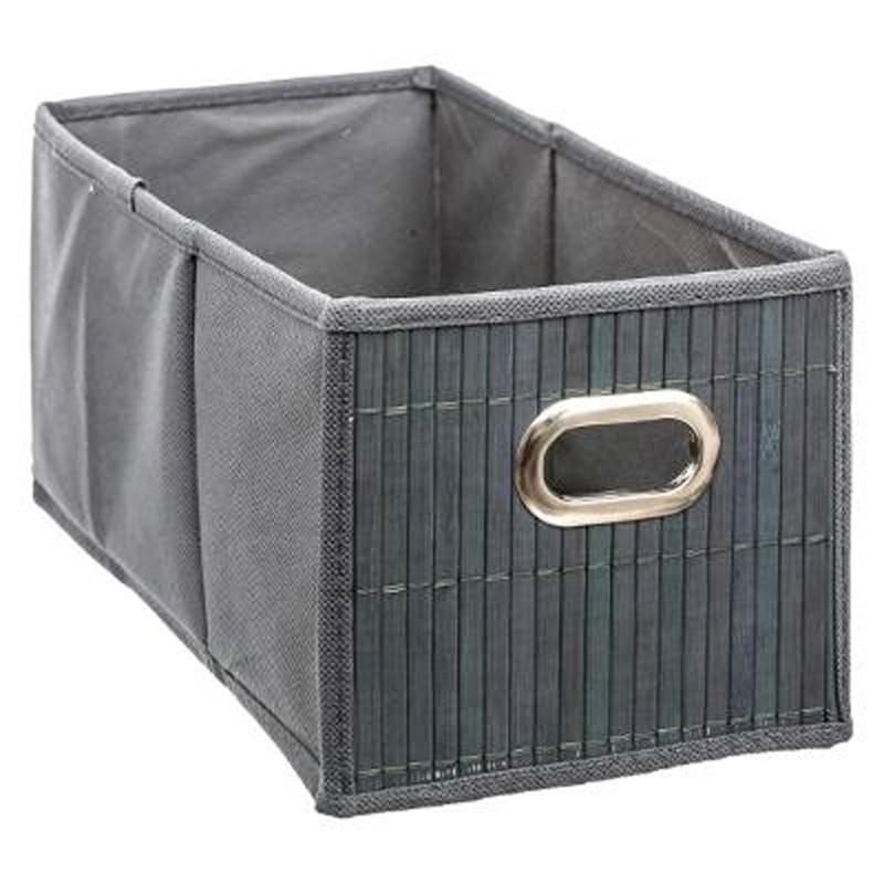 Boîte de rangement pliable en bambou 15x31 cm - Gris - Paris Prix_0