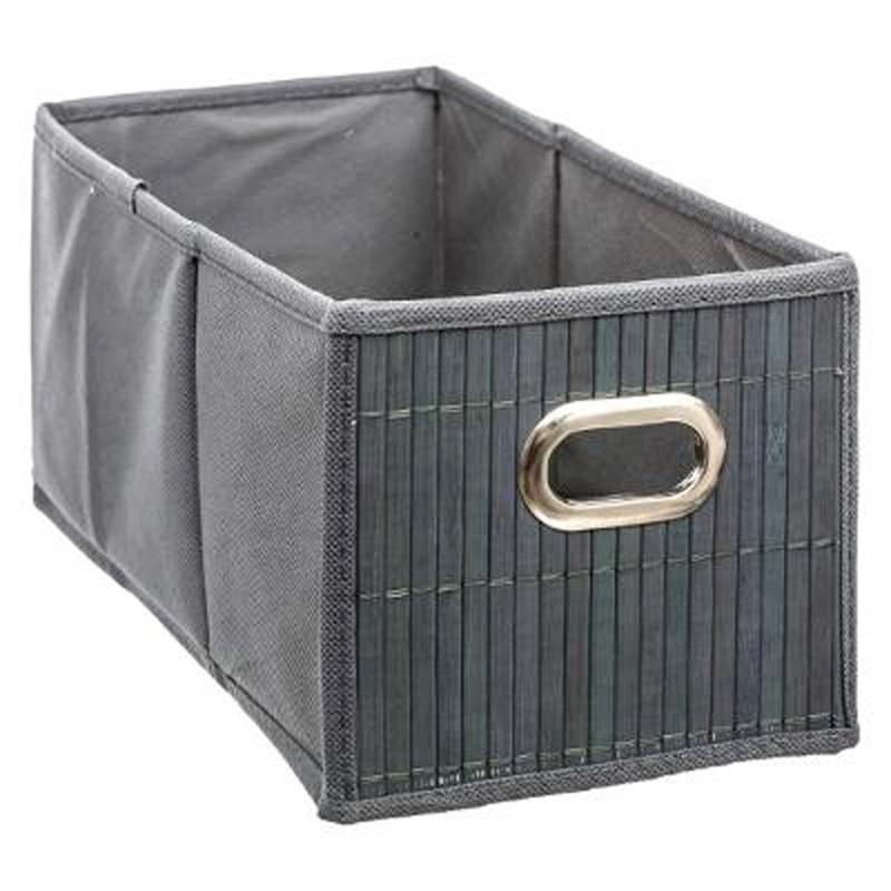 BOÎTE DE RANGEMENT PLIABLE BAMBOU 15X31CM GRIS - PARIS PRIX_0