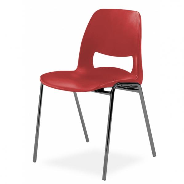 Chaise coque design pieds noirs - anti-feu classe m2 rouge