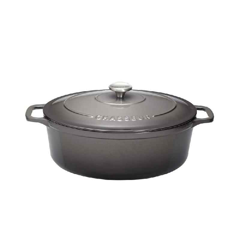 Cocotte ovale 29 cm chasseur gris caviar interieur noir 500 cl Ovale Fonte émaillée Chasseur 37x23 cm - gris 3244334729894_0