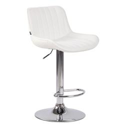 Décoshop26 - Tabouret de bar chaise haute x1 en PVC blanc coutures verticales support en métal chromé 10_0005097 - blanc 3000252461281_0