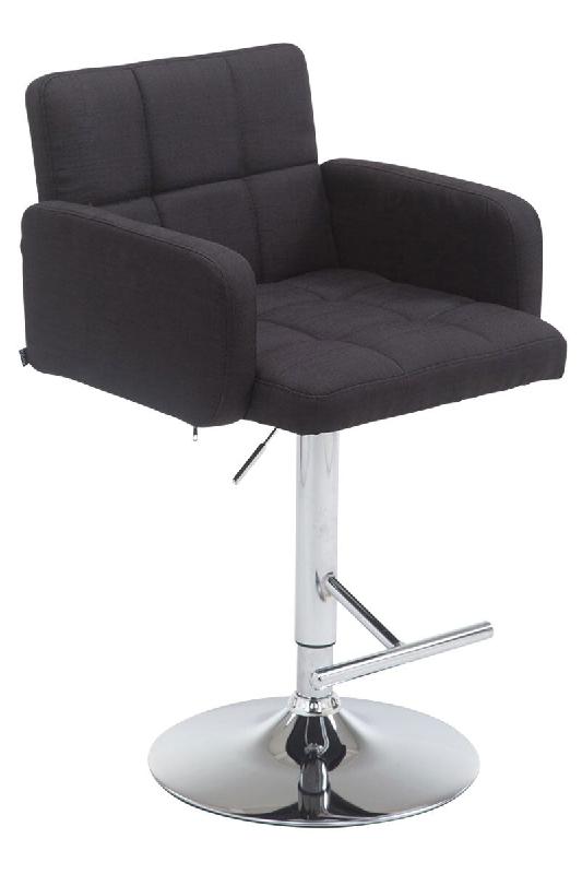 Décoshop26 - Tabouret de bar x1 avec accoudoirs et dossier confortable en tissu noir pieds métal chromé TDB10783 - noir 3000252943886_0