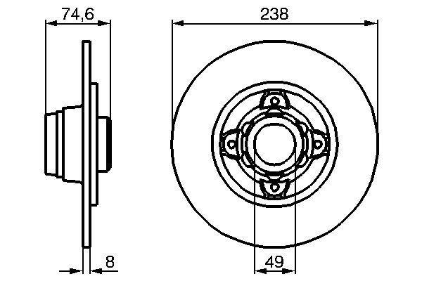 Disque de frein Bosch 0986478557 - boîte de 2 disques - arrière - plein - 4 trous - épaisseur 8 mm_0