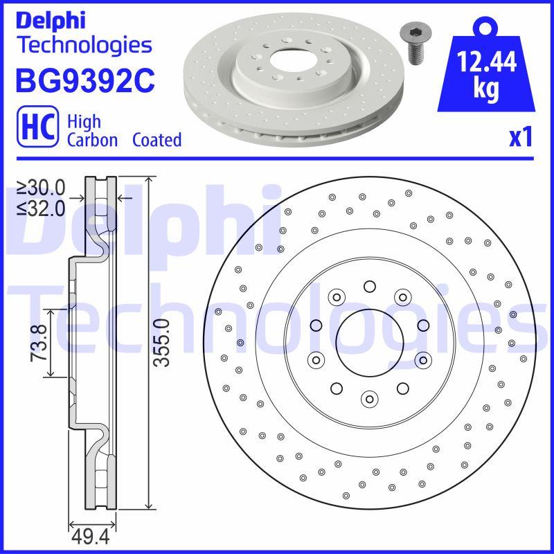 Disque de frein Delphi BG9392C - Avant, poinçonné/ventilé, conditionnement boîte de 1 disque_0