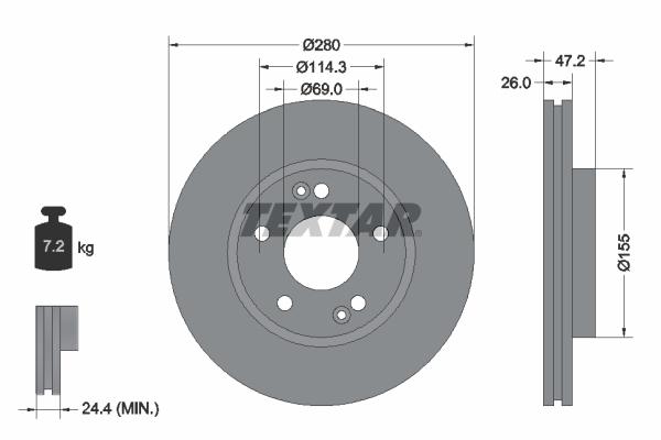 Disque de frein Textar 92161603 - ventilé de l'intérieur - boîte de 1 disque_0