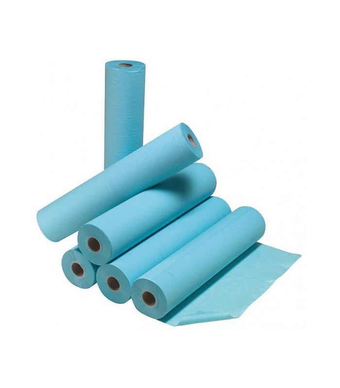 Drap examen bleu plastifiée  50x38 cm unitaire carton x6 - draps examen jetable_0