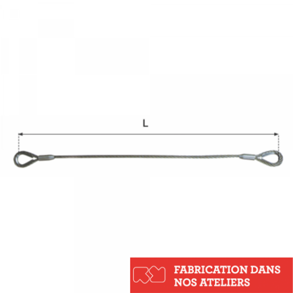Élingue câble 1 brin à âme métallique avec 2 boucles cossées - ELT1B2BCD3AM-1M - Fabrication française, longueurs et diamètres personnalisables_0