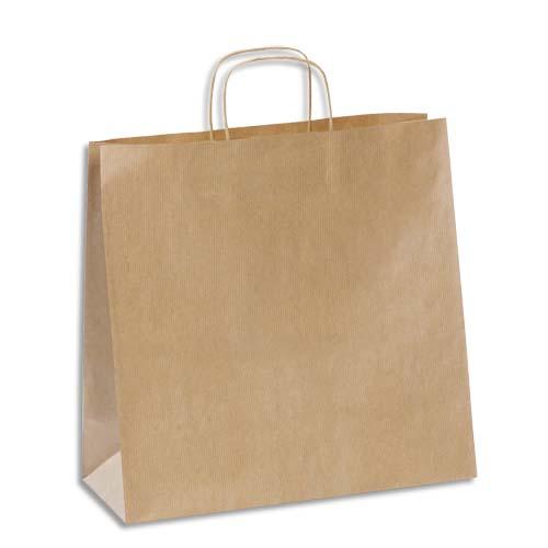 Emballage paquet de 100 sacs kraft brun 110g à poignée torsadées - format l35 x 35 x 16 cm_0