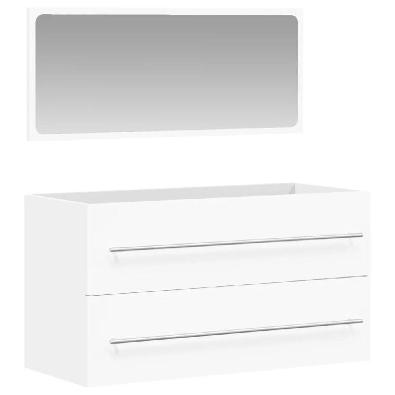 Helloshop26 - Armoire de salle de bain murale pratique rangement miroir minimaliste 90 x 38,5 x 48 cm en bois d'ingénierie blanc 02_0049276 - blanc B_0
