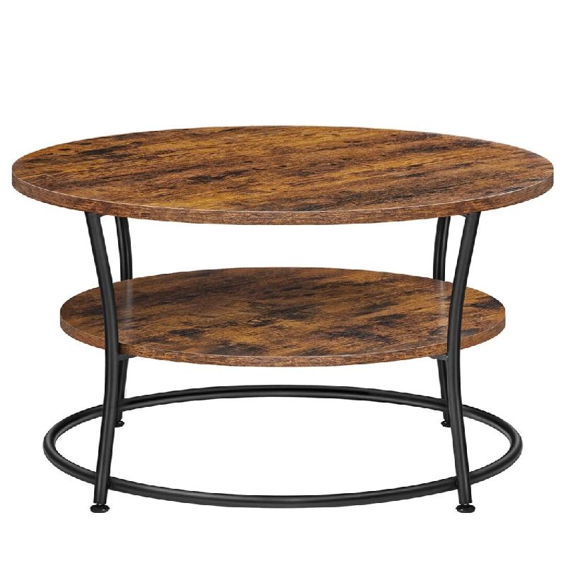 Helloshop26 - Table basse table de salon buffet bas 2 niveaux avec étagère de rangement montage facile structure en métal style 12_0007484 - 300022_0