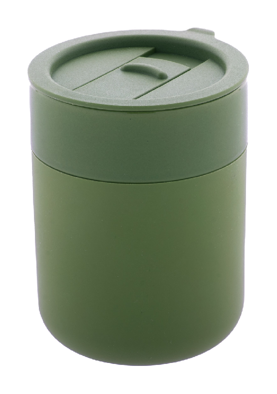 Mug de voyage - céramique avec silicone - couvercle en plastique PP - 300 ml - couleur verte_0