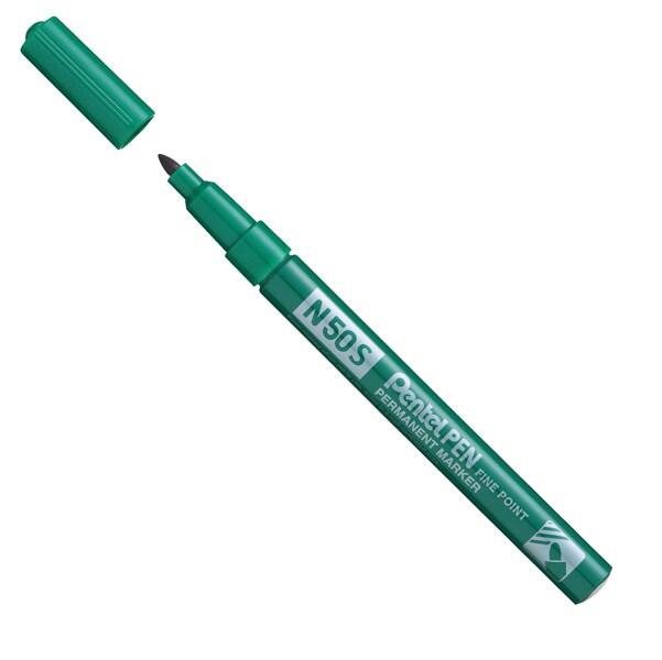 Pentel - Marcador industrial con cuerpo de aluminio y punta media. Apto para casi todas las superficies. Color Verde. - vert aluminium N50S-D_0