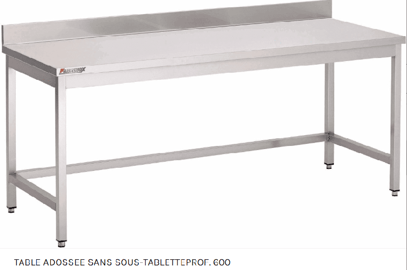 Table adossée inox AISI 430 FABRINOX - Longueur 500 mm - Profondeur 500 mm - Renforcée et réglable_0