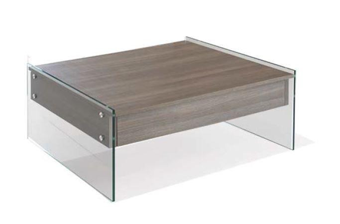 TABLE BASSE RELEVABLE BELLA 80X80CM COLORIS NOYER PIÉTEMENT EN VERRE_0