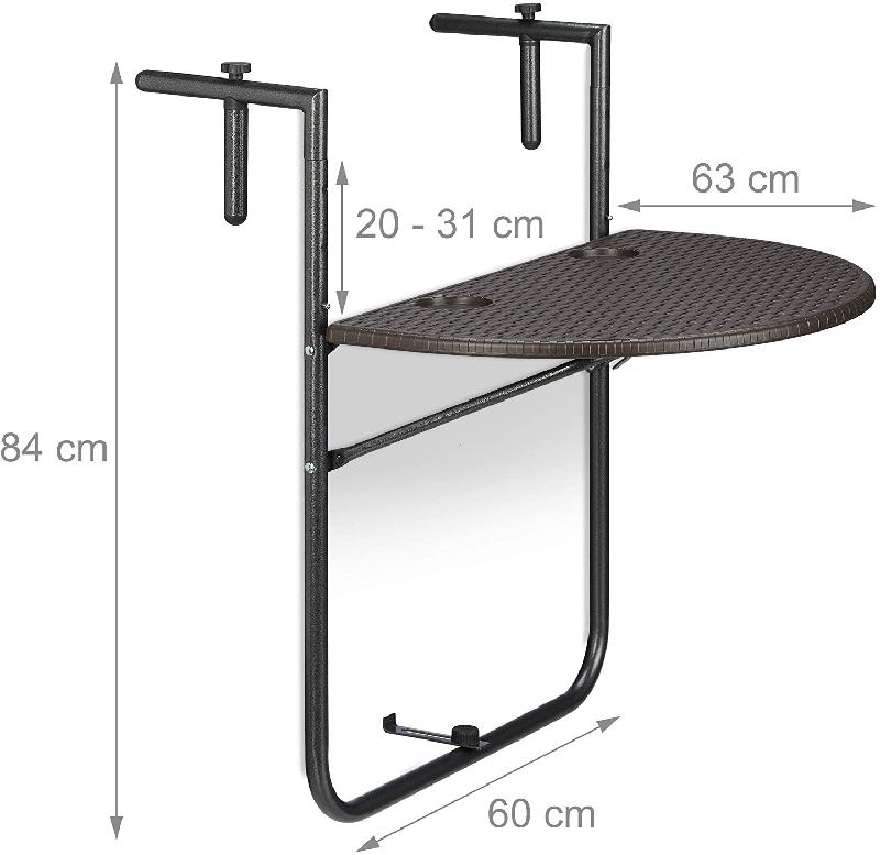 TABLE DE BALCON PLIANTE PLIABLE 3 NIVEAUX RÉGLABLE MARRON 13_0002691_2_0