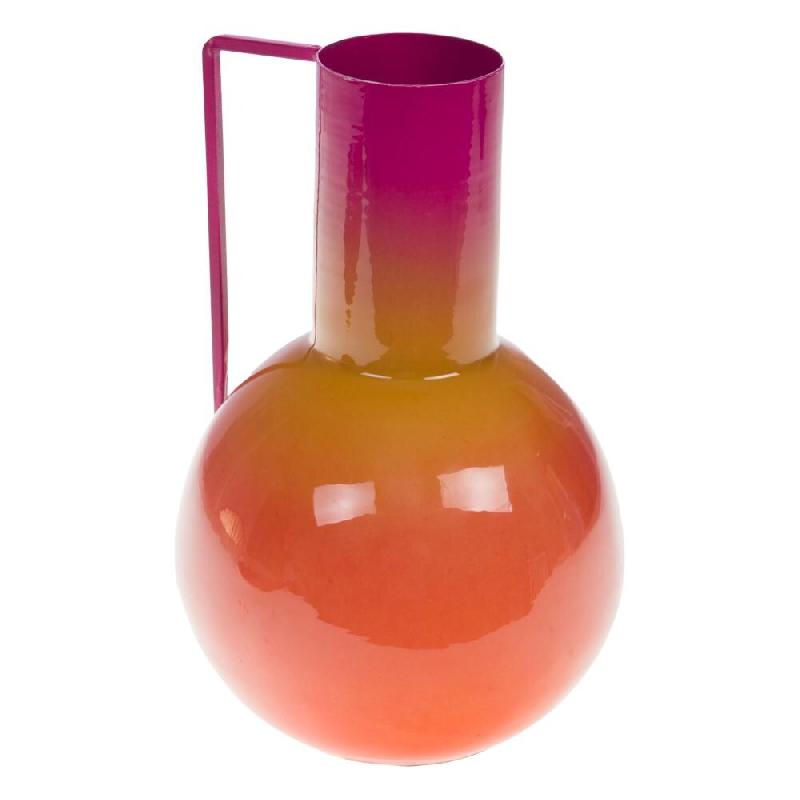 Vase Zélie orange 23 cm -  Rond Métal Amadeus 16x16 cm - orange métal 3520071974460_0