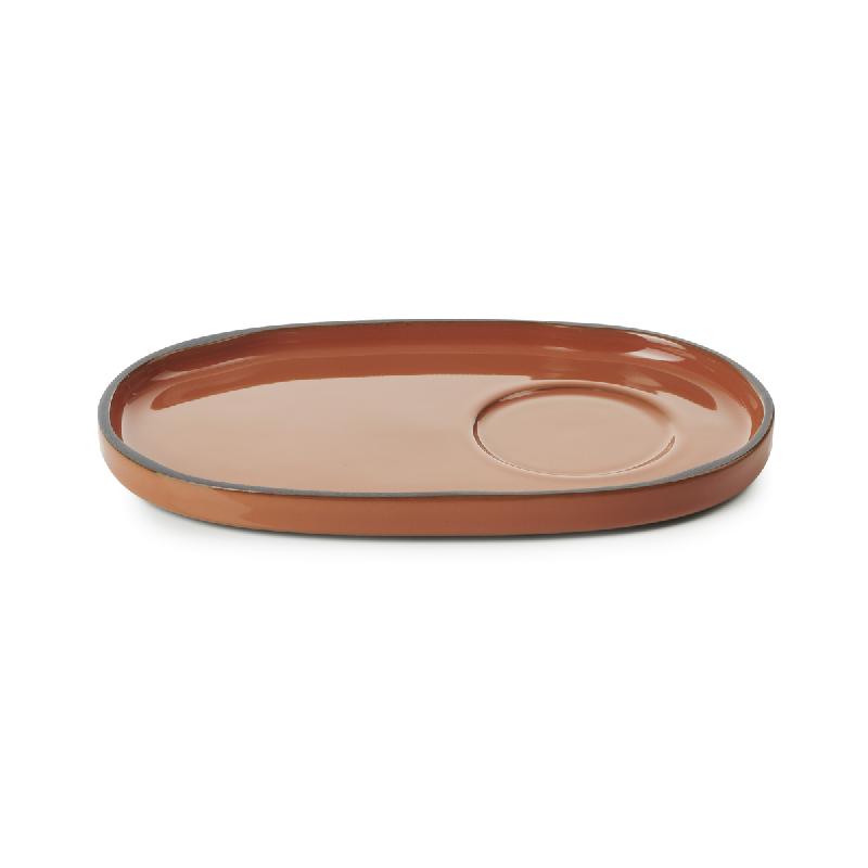 SOUS TASSE À THÉ OVALE ROUGE PORCELAINE 18 CM CARACTERE REVOL
