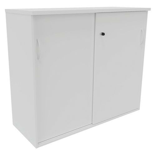 ARMOIRE 2 PORTES COULISSANTES 120X104 CM BLANC - BURONOMIC