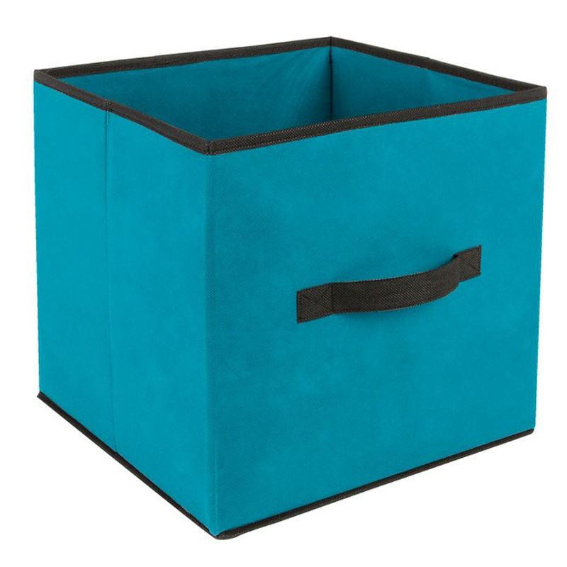 Boîte de rangement pliable Basic 31x31cm turquoise - Paris Prix - Compatible étagères Mix N Modul_0