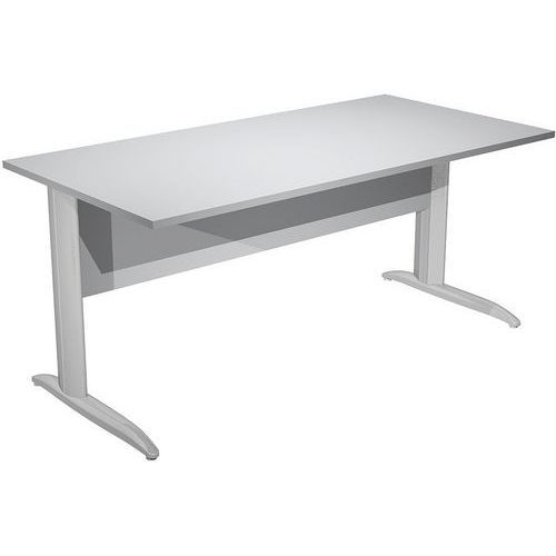 BUREAU DROIT PIEDS L EN MÉTAL FAST 160 CM - GRIS - CHROME
