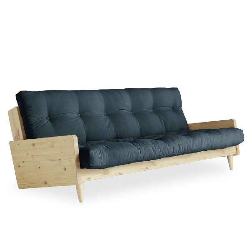 Canapé 3 places convertible Indie - Style scandinave - Futon bleu pétrole - Couchage 130x190 cm - Karup_0