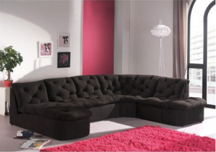 Canapé d'angle modulable 7 places - noir - revêtement microfibre - dimensions L310 x P222 x H83 cm_0