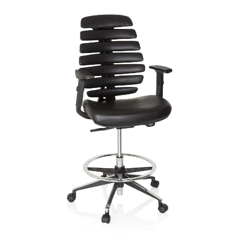 Chaise bureau / siège pivotant ERGO LINE II WORK simili cuir noir hjh OFFICE - noir plastique 714601_0