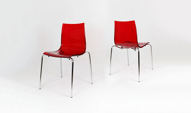 Chaise rouge transparente pieds en acier chrome - rojo_0