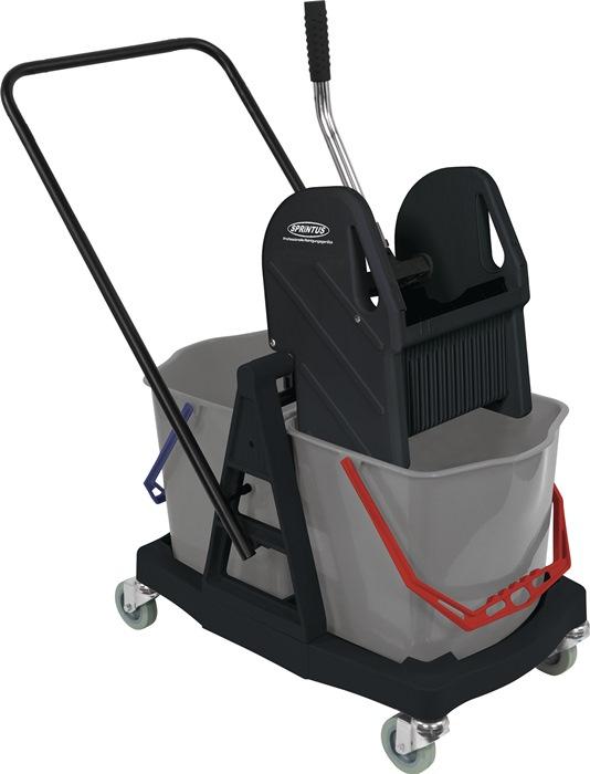 Chariot de nettoyage seaux de 2 x 17 l, presse plastique avec poignée poussoir en métal SPRINTUS_0