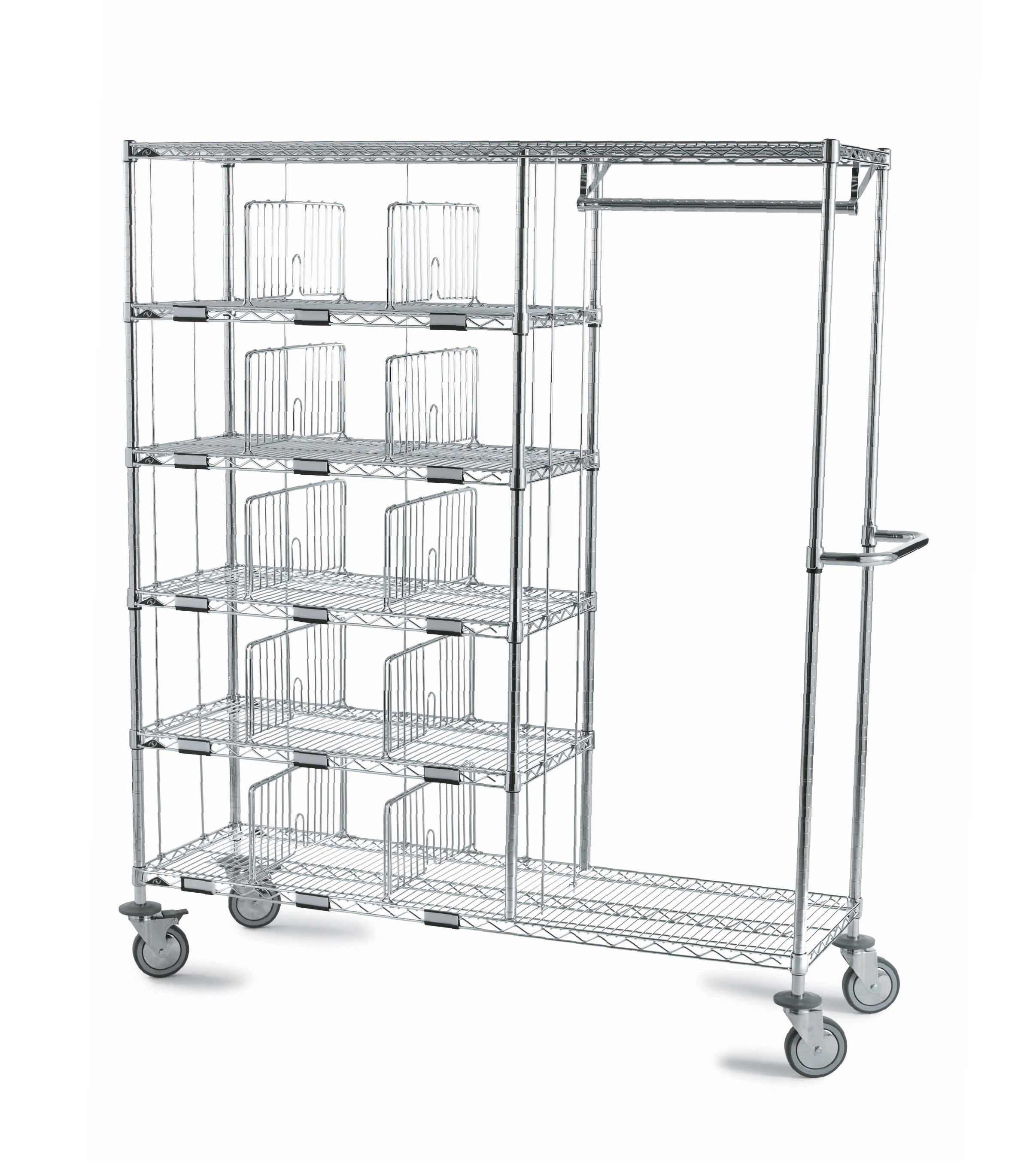 Chariot à linge résident 15 casiers - penderie 610mm - IMMEL - acier chromé - charge 250kg par étagère_0