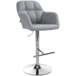 CLP Tabouret de bar Natoma Tissu Gris/Métal chromé - gris textile 322947_0
