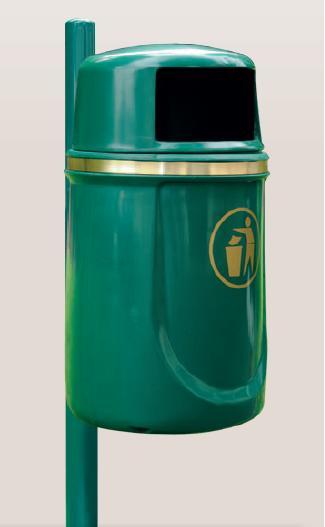 Corbeille publique AUNIS - 40 ou 90 litres en polyéthylène anti-UV avec bac intérieur en acier galvanisé_0