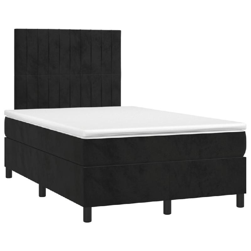 Décoshop26 - Cadre de lit LED avec sommier tête de lit matelas 120 x 200 cm tissu velours noir TDL0209277 - noir 3001707947763_0