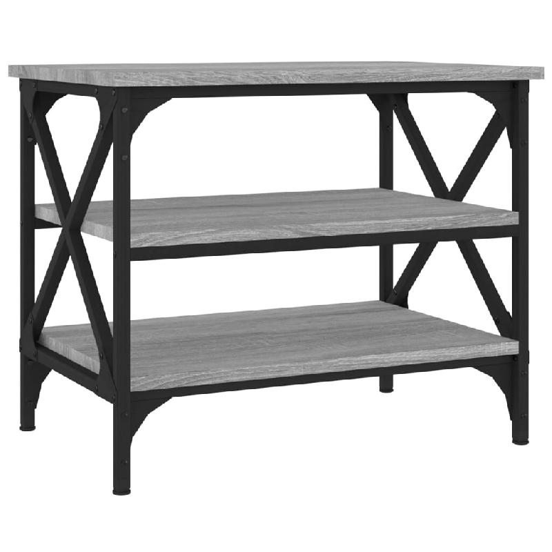 Décoshop26 - Table d'appoint avec étagère style industriel 55 x 38 x 45 cm bois d'ingénierie gris et fer DEC040303 - gris Bois massif 3000264858352_0