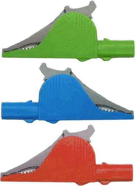 JEU DE 3 PINCES TYPE ÉLÉPHANT DIAM.4MM, 36A, 1000V, MÂCHOIRE 41MM, 1 ROUGE, 1 JAUNE/V - PJPKITCROCORVB