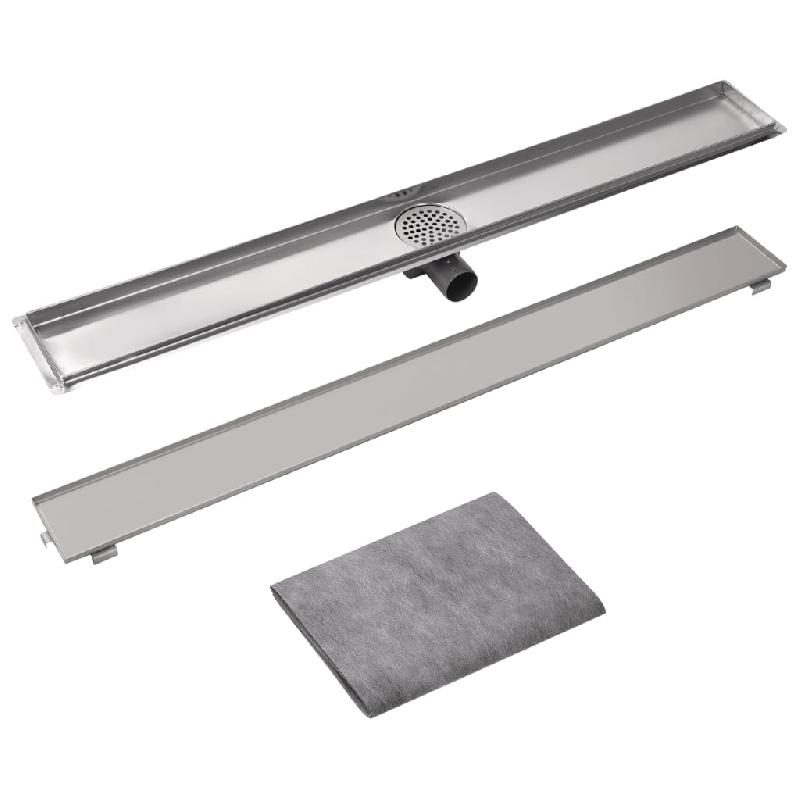 Drain de douche linéaire 103 cm - Acier inoxydable - Caniveau de douche avec insert de carrelage et capacité de drainage 40 L/min_0