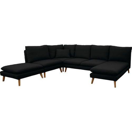 ENSEMBLE CANAPÉ RIGA TISSU POLYESTER CHINÉ NOIR - MMP