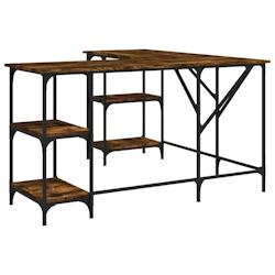 Helloshop26 - Bureau table poste de travail meuble d'ordinateur informatique étude chêne fumé 139 x 139 x 75 cm bois d'ingénierie 02_0023574 - 300_0