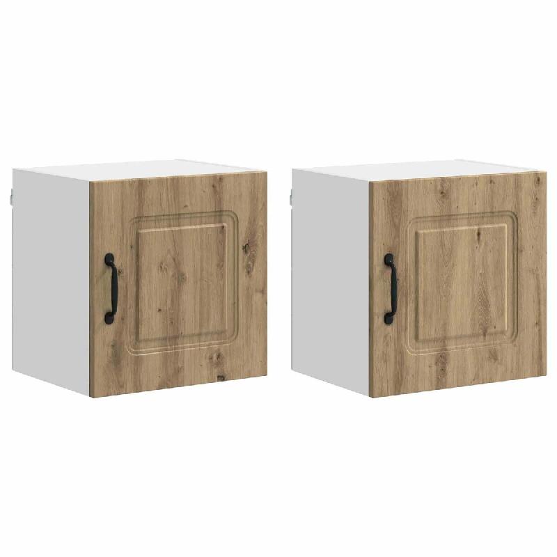 Helloshop26 - Lot de 2 armoires murales de cuisine modernes avec grand espace de stockage 40 x 31 x 40 cm en bois d'ingénierie chêne 02_0053572 - Bo_0