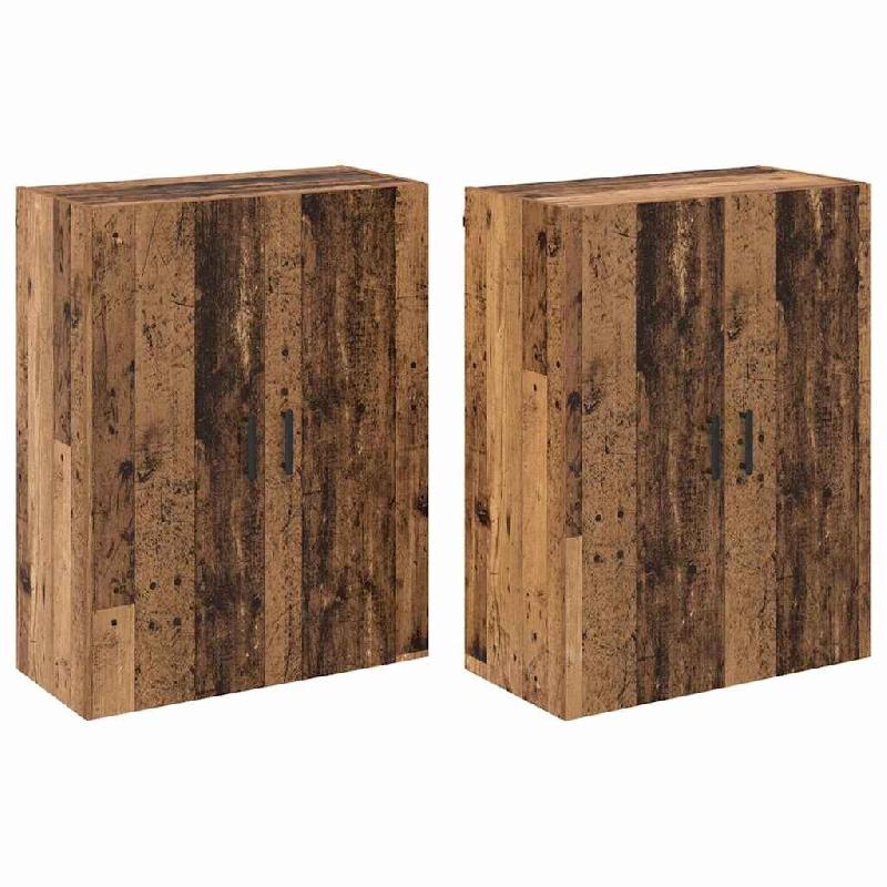 Helloshop26 - Lot de 2 armoires murales modernes 69,5 x 34 x 90 cm avec grands espaces de rangement épuré contemporain en bois 02_0056049 - Bois mas_0