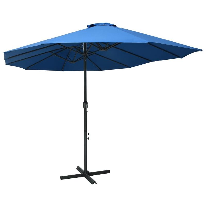 Helloshop26 - Parasol d'extérieur et poteau en aluminium 460 x 270 cm bleu 02_0008295 - 3000443382722_0