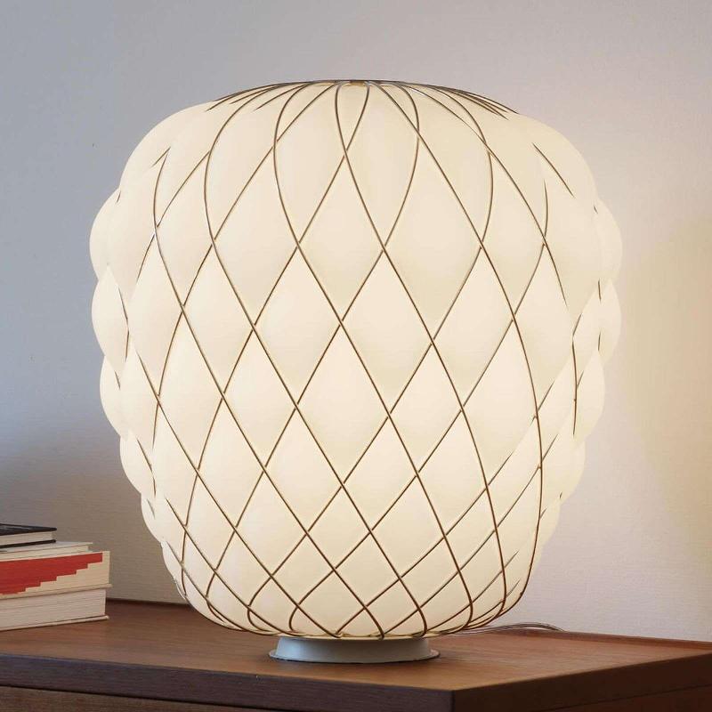 FONTANA ARTE LAMPE À POSER DE DESIGNER PINECONE EN VERRE OPALE
