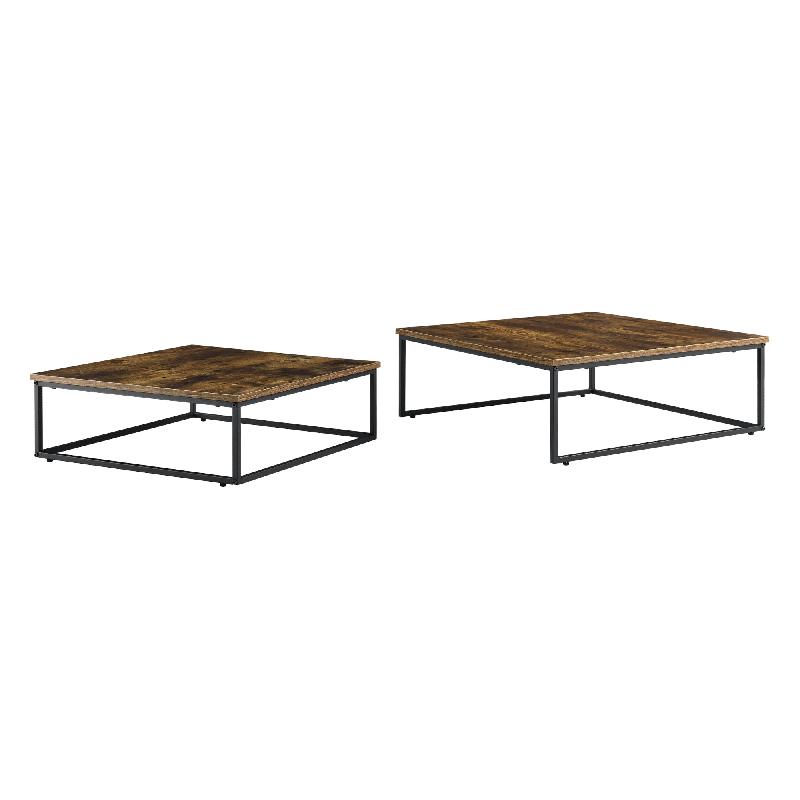 LOT DE 2 TABLES BASSES GIGOGNES HANINGE CARRÉES EFFET BOIS FONCÉ 03_0008529_0