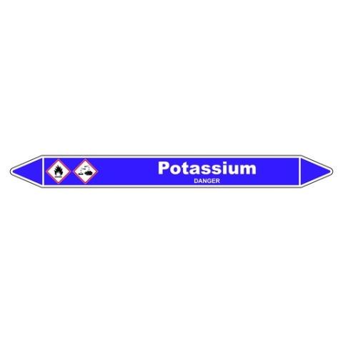 LOT DE 3 - MARQUEUR DE TUYAUTERIE - POTASSIUM - NFX 08-105 - VINYLE LAMINÉ 150 X 12 MM