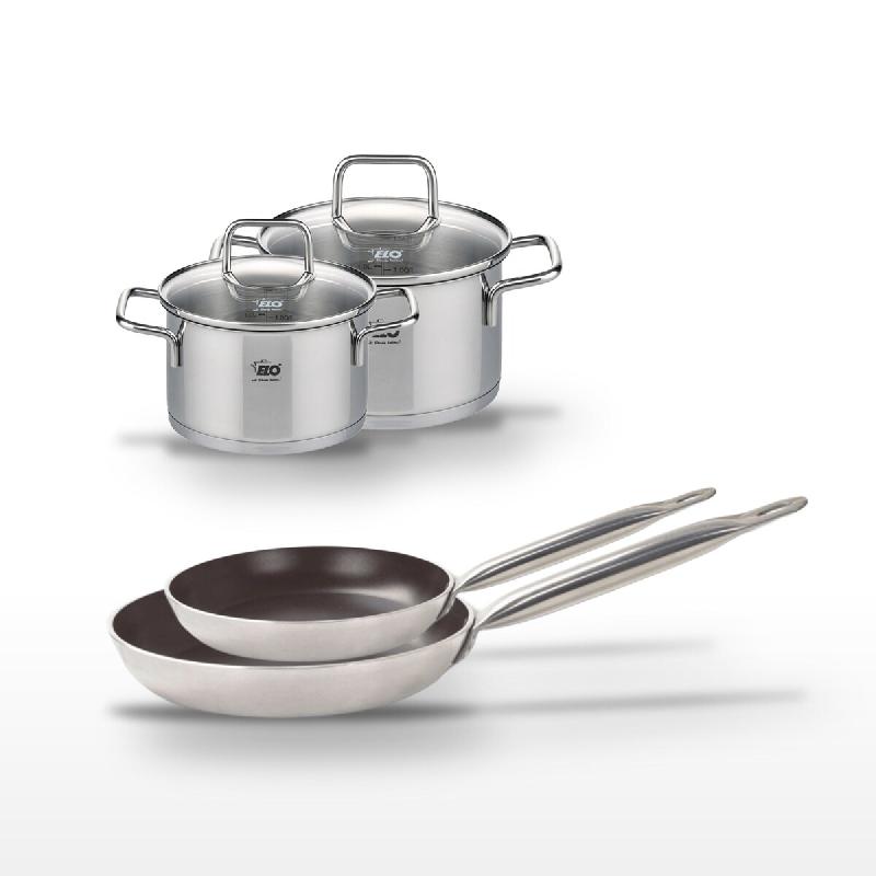 Lot Poêles 28/32 cm Elo Bistro Line et Faitouts 12/14 cm - noir 3176239968651_0