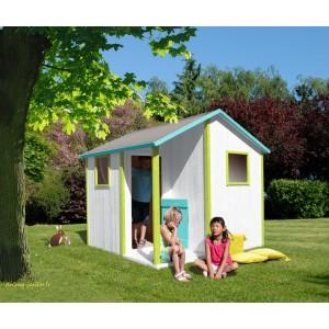 Maisonnette enfant en bois Lisa - avec terrasse, portillon et fenêtres en plexi fixe - 785162_0