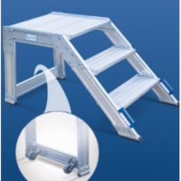 MARCHEPIED ROULANT EN ALUMINIUM GRANDE PLATEFORME 45°