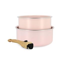 Menastyl - Lot2 Casseroles Colorama 16 Et 18cm En Aluminium Rose Avec Poignee - 3256391037478_0