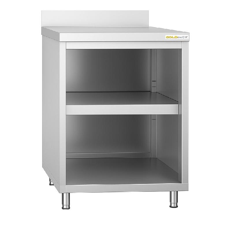 Meuble bas inox ouvert 600x600 mm adossée PREMIUM - GOLDINOX - gris inox 3701770808618_0