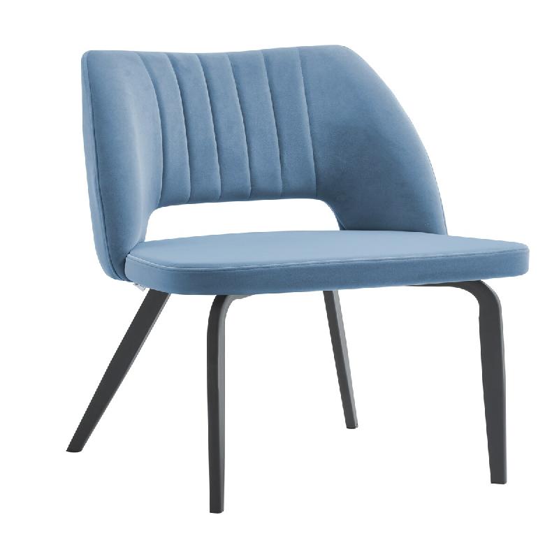 Mobiliara Lot de 2 Chaises Rose Bleu – Assise Mousse Haute Densité, Piètement Acier Époxy Madrid, Design Contemporain - bleu polyester A06614/01_0